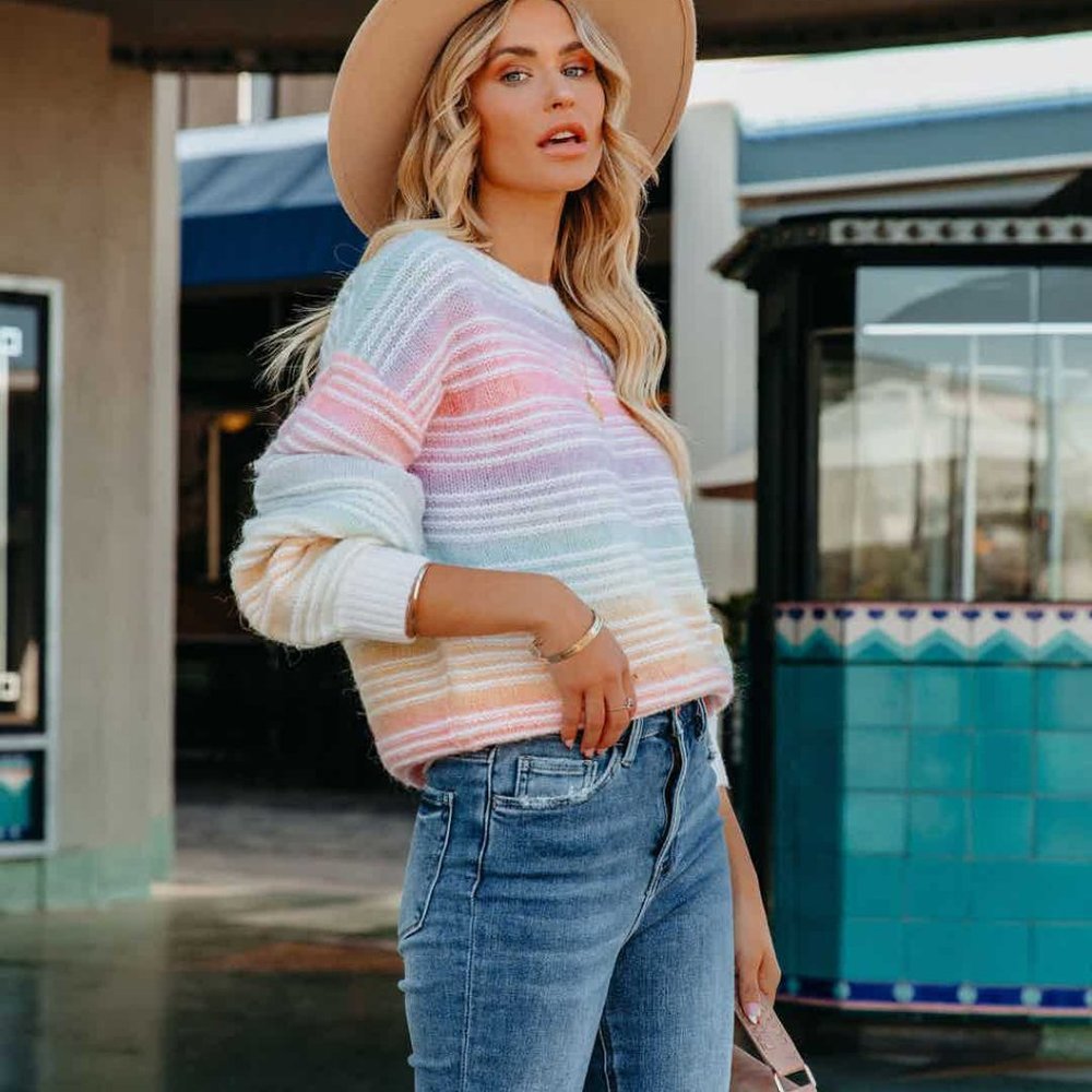 RAIN THEN RAINBOW STRIPED KNIT SWEATER - Picture 8 of 10